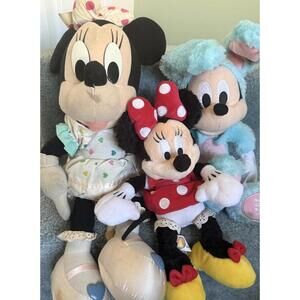Disney Minnie/Micky Mouse Plush Lot Collectible Dolls Stuffed Animal Bundle Vtg